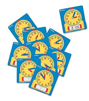 Time, Learning Resources Write and Wipe Student Clocks, Set of 10