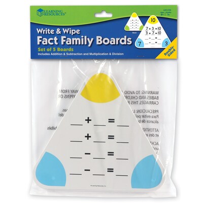 Learning Resources Write & Wipe Fact Family Boards, Set of 5 (LER3799)