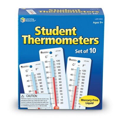 Learning Resources Student Thermometers, Set of 10 (LER0302)