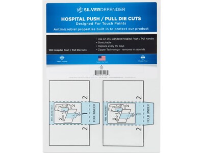 Silver Defender Hospital Push/Pull Die Cut, 11 x 0.24 Yds., Clear, 100/Pack (DC-030-HP-100)