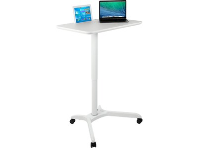 Mount-It! Metal Mobile Presentation Cart with Lockable Wheels, White (MI-7975)