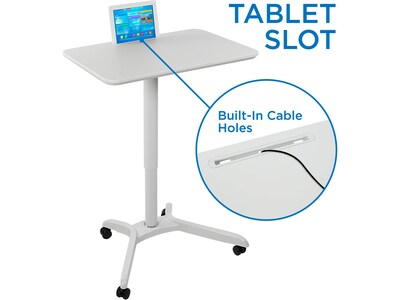 Mount-It! Metal Mobile Presentation Cart with Lockable Wheels, White (MI-7975)