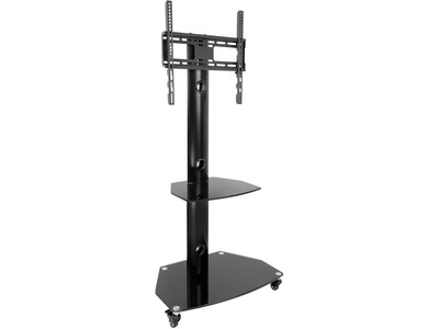 Mount-It! 2-Shelf Metal Mobile A/V Cart with Lockable Wheels, Black (MI-1870)