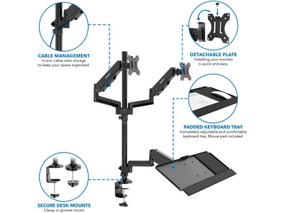 Mount-It! Adjustable Monitor Mount, Up to 32", Black (MI-7996)