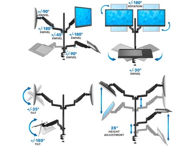 Mount-It! Adjustable Monitor Mount, Up to 32", Black (MI-7996)