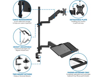 Mount-It! Adjustable Monitor Mount, Up to 32", Black (MI-7995)