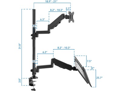 Mount-It! Adjustable Monitor Mount, Up to 32", Black (MI-7995)