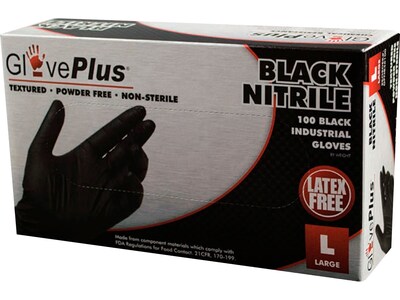 Gloveworks GPNB Nitrile Industrial Grade Gloves, XL, Black, 100/Box, 10 Boxes/Carton (GPNB48100-CC)