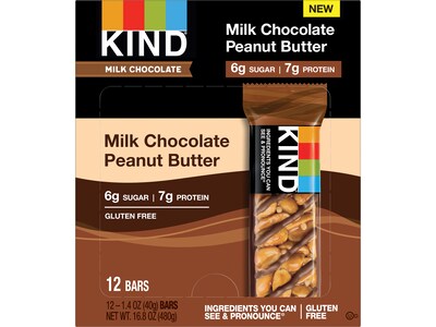 KIND Gluten Free Milk Chocolate Peanut Butter Nut Bar, 1.4 oz., 12 Bars/Box (PHW28352)