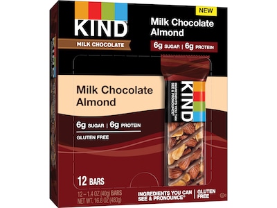 KIND Gluten Free Milk Chocolate/Almond Nut Bar, 12 Bars/Box (PHW28351)