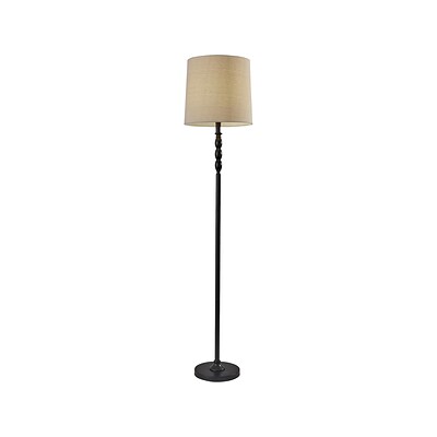 Simplee Adesso William 58 Glossy Black Floor Lamp with Drum Shade (1571-01)