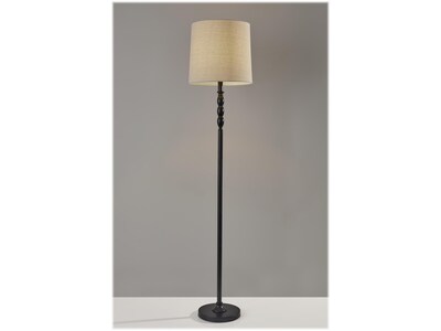 Simplee Adesso William 58 Glossy Black Floor Lamp with Drum Shade (1571-01)
