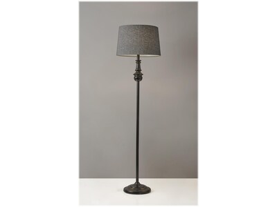 Simplee Adesso Charles 60 Glossy Black Floor Lamp with Drum Shade (1572-01)