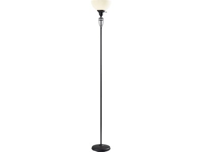 Adesso Roger 71 Black Brushed Chrome Floor Lamp with Dome Shade (7300-01)