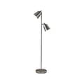Adesso Malcolm 57.5H Brushed Steel Floor Lamp with Cone Shades (3237-22)