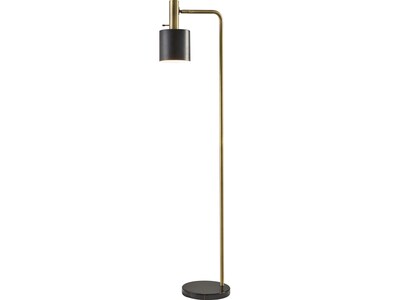 Adesso Emmett 61 Antique Brass Floor Lamp with Drum Shade (3159-01)