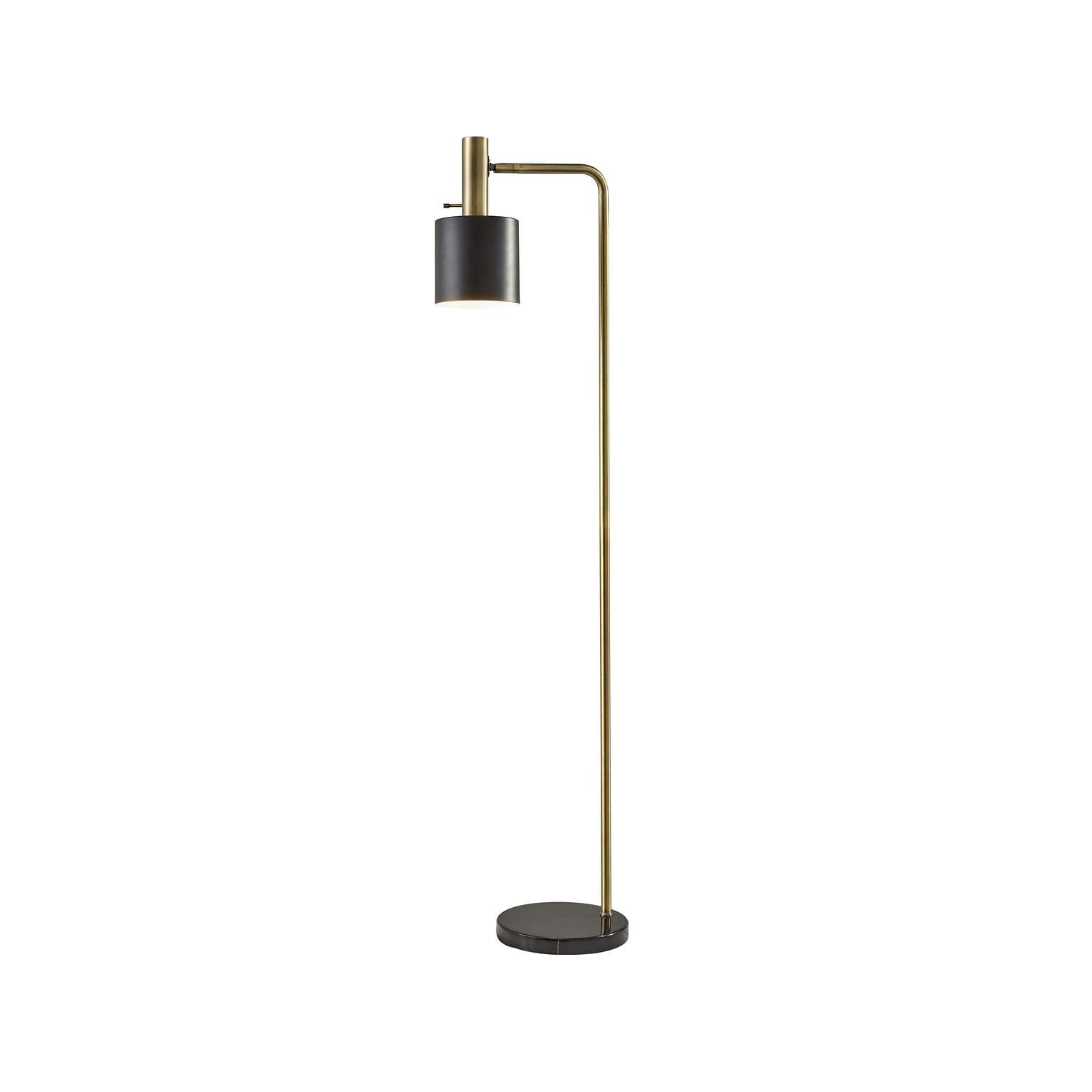 Adesso Emmett 61 Antique Brass Floor Lamp with Drum Shade (3159-01)