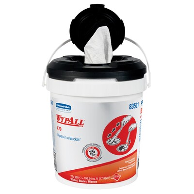 WypAll Wipers In A Refillable Bucket, 10 x 13, 220/bucket
