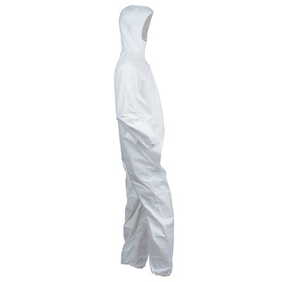 KleenGuard® A40 Liquid and Particle Protection Apparel Coveralls, Hooded, White, Large, 25/CT
