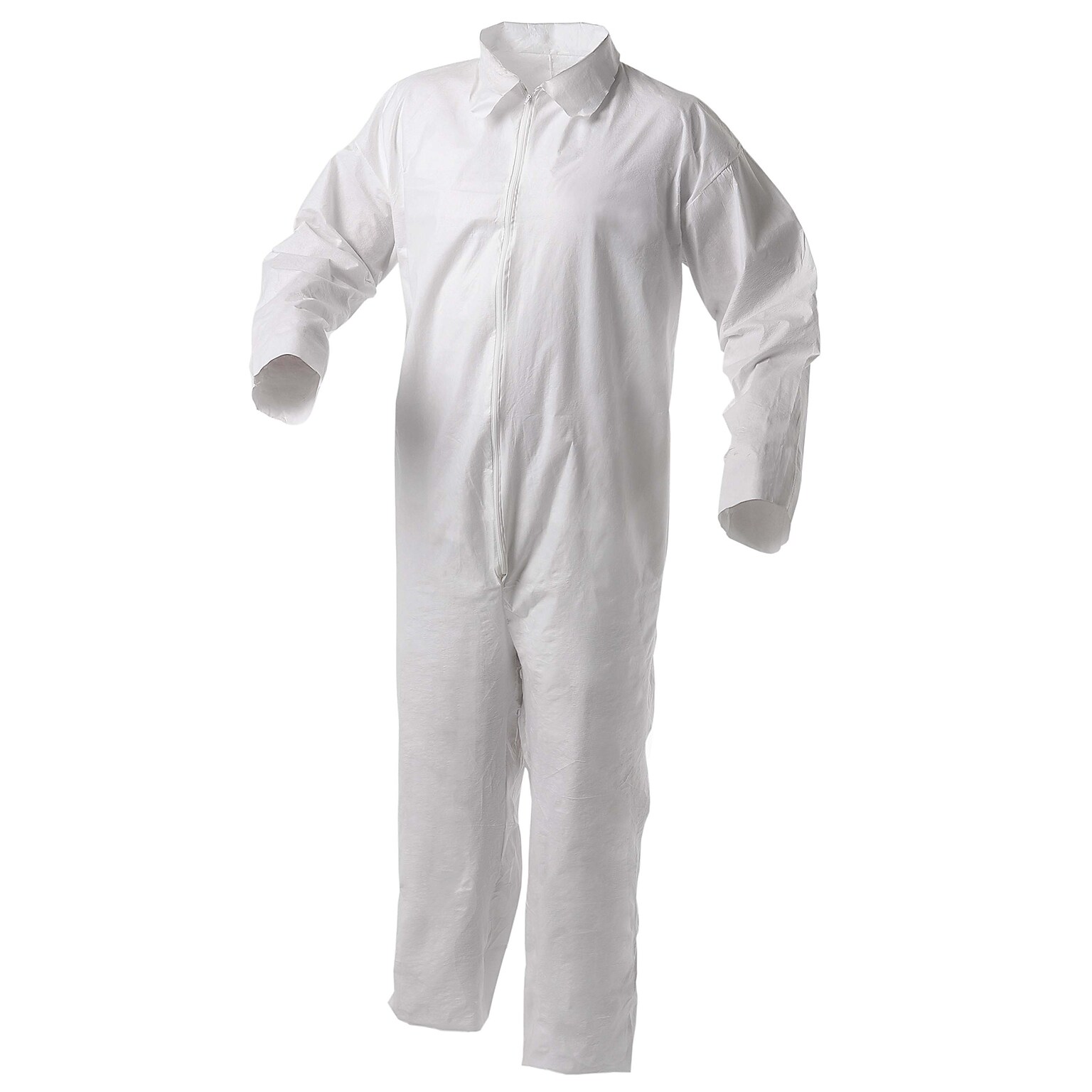 KleenGuard® A35 Shell Zipper Front Coverall With Open Wrists/Ankles, Light Duty, White, Large, 25/Ct