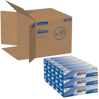 Kimtech Science Kimwipes Tissue Wipers, White, 119 Wipers/Box, 15 Boxes/Carton (34743)