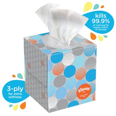 Kleenex Antiviral Facial Tissue, 3-Ply, 60 Sheets/Box, 12/Carton (21286CT)