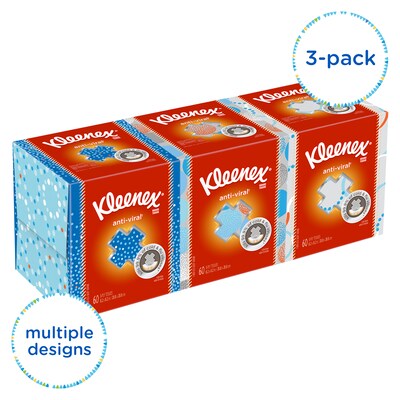 Kleenex Antiviral Facial Tissue, 3-Ply, 60 Sheets/Box, 12/Carton (21286CT)