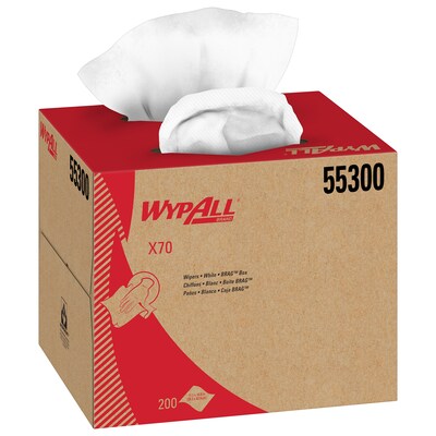 WypAll X70 Center-Pull, 1-Ply, Cloth Paper Towels, 200/Box (55300)