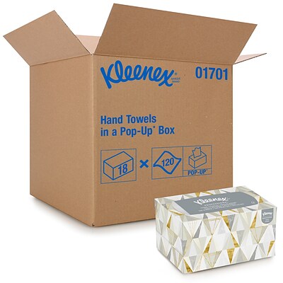 Kleenex Pop-Up Recycled Multifold Paper Towels, 1-ply, 120 Sheets/Pack, 18 Packs/Carton (01701)