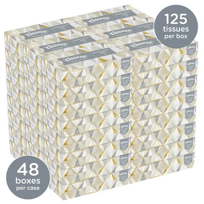 Kleenex Standard Facial Tissue, 2-Ply, White, 125 Sheets/Box, 48 Boxes/Pack (21606)