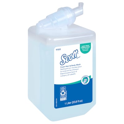 Scott Pro Foam Hair and Body Wash Refills, Clean, 33.8 Oz., 6/Carton (91553)