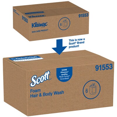 Scott Pro Foam Hair and Body Wash Refills, Clean, 33.8 Oz., 6/Carton (91553)