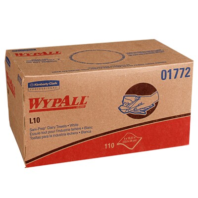 WypAll L10 Hydroknit Wipers, White, 110 Wipes/Box, 18 Boxes/Carton (01772)