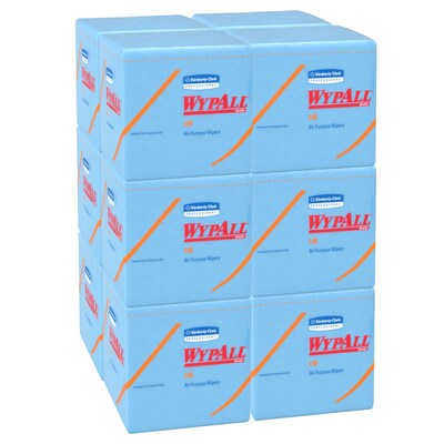 WypAll L40 Nylon Wipers, Blue, 56 Wipers/Pack, 12 Packs/Carton (05776)