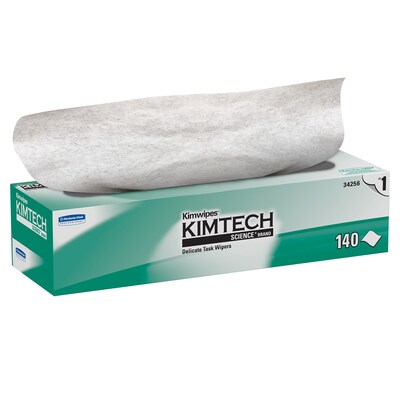 Kimtech Science Kimwipes Delicate Task Durable Fibers Wipers, White, 140/Box (34256)