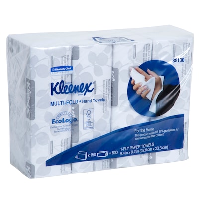 Kleenex Multifold Paper Towels, 1-Ply, 150 Sheets/Pack, 4 Packs/Carton (88130)