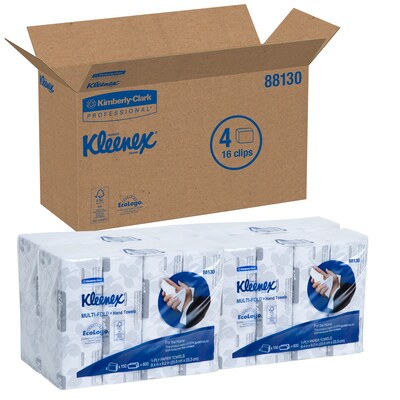 Kleenex Multifold Paper Towels, 1-Ply, 150 Sheets/Pack, 4 Packs/Carton (88130)