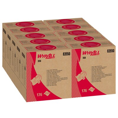 WypAll X50 Cloth Wipers, White, 176 wipers/Box, 10 Boxes/Carton (83550)