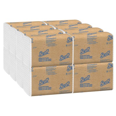 Scott Essential Recycled Single Fold Paper Towels, 1-ply, 250 Sheets/Pack, 16 Packs/Carton (01700)