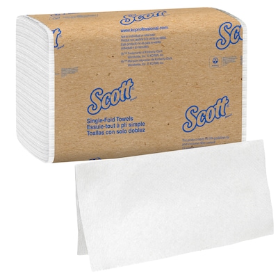 Scott Essential Recycled Single Fold Paper Towels, 1-ply, 250 Sheets/Pack, 16 Packs/Carton (01700)