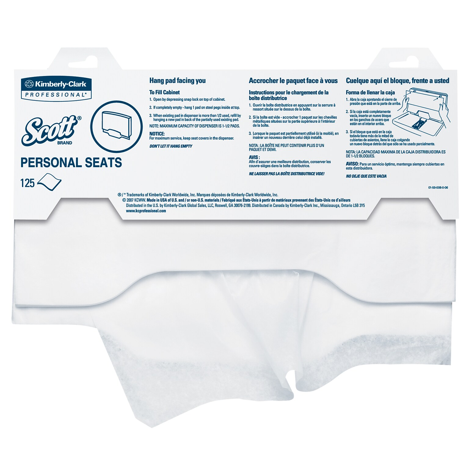 Scott Toilet Seat Covers, 15 x 18, 125 Covers/Pack, 24 Packs/Carton (7410)