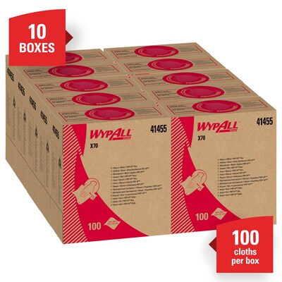 WypAll X70 Multifold Paper Towels, 1-Ply, 100 Sheets/Box, 10 Boxes/Carton (41455)