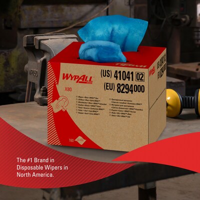 WypAll X80  HydroKnit Wipers, Blue, 160/Carton (41041)