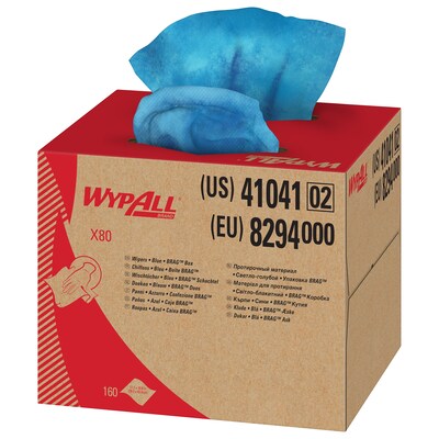 WypAll X80  HydroKnit Wipers, Blue, 160/Carton (41041)