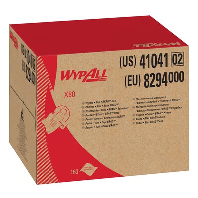 WypAll X80  HydroKnit Wipers, Blue, 160/Carton (41041)