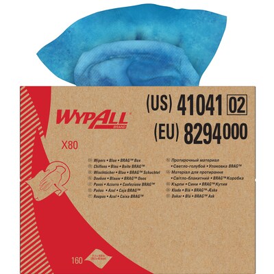 WypAll X80  HydroKnit Wipers, Blue, 160/Carton (41041)