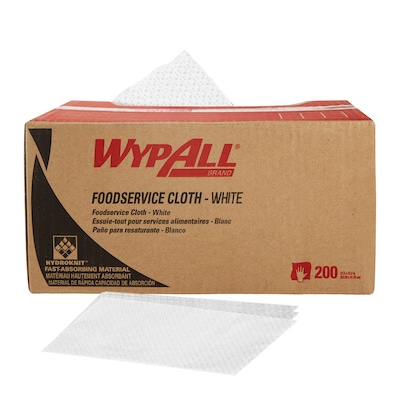 WypAll X50 Foodservice Wipers, 23-1/2 x 12-1/2", White, 200/Carton (06053)