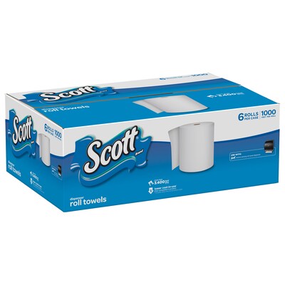 Scott Hardwound Paper Towels, 1-ply, 1000 ft./Roll, 6 Rolls/Carton (KCC10191)