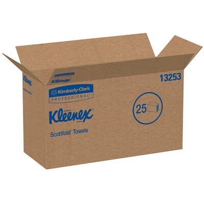 Kleenex Premiere Recycled Multifold Paper Towels, 1-ply, 120 Sheets/Pack, 25 Packs/Carton (13253)