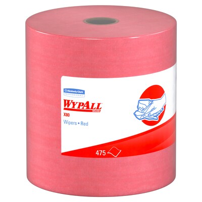 WypAll X80 Cloth Wipers, Red, 475/Roll (41055)